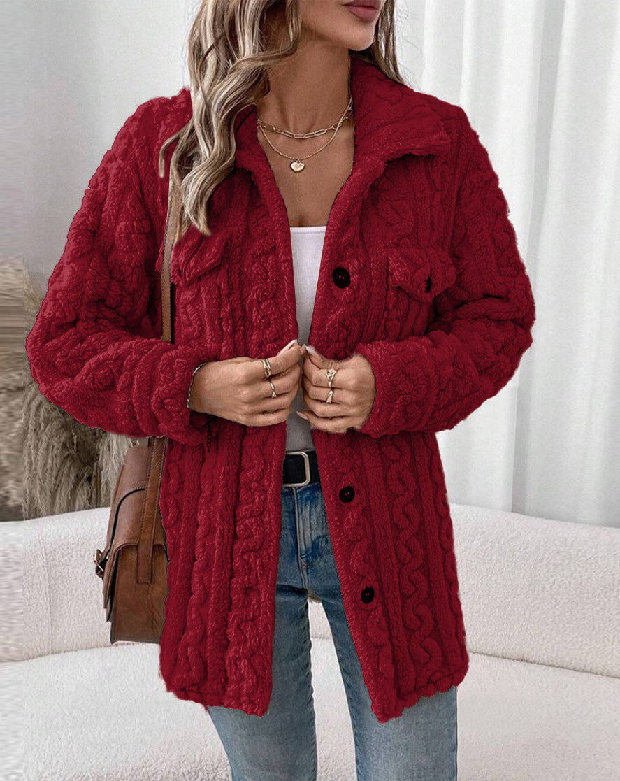 Damen Strickjacke mit Struktur und aufgesetzten Taschen WW
