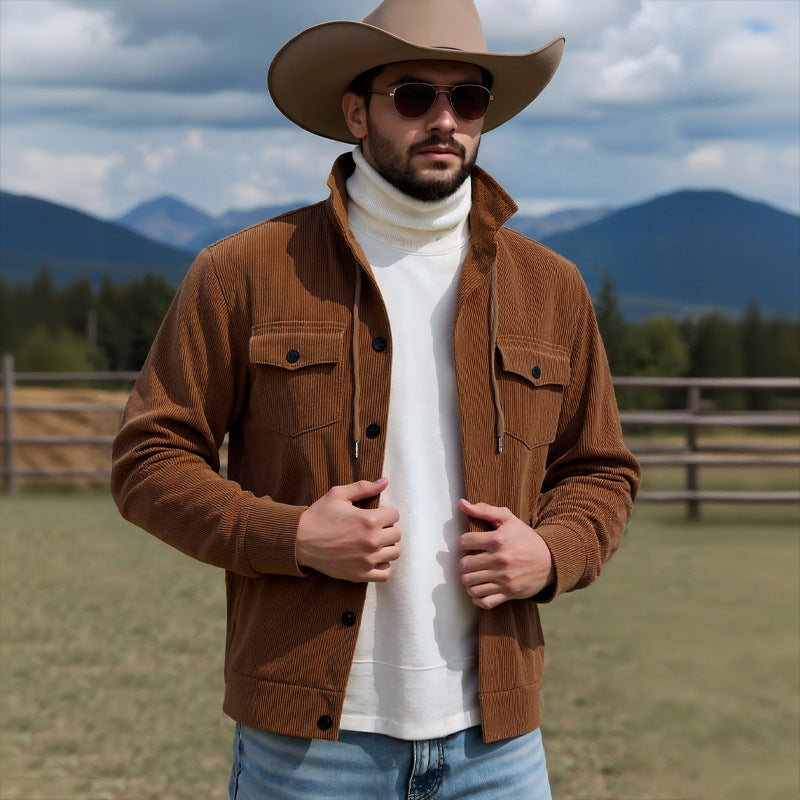 Herren lässige Strickjacke mit praktischen Brusttaschen und modernem Stehkragen WW