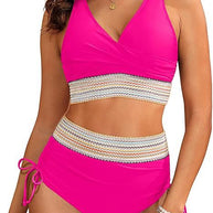 Damen Bikini-Set mit verstellbarem Bund und elegantem Oberteil WW
