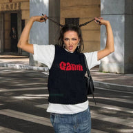 Damen Sportliche Strickweste mit modernem Karomuster WW