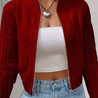 Damen Strickjacke mit angesagtem Zipper und detailreicher Struktur WW