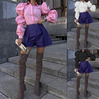 Damen Bluse mit voluminösen Puffärmeln und elegantem Schnitt WW