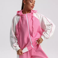 Damen sportlicher Fleece-Jogginganzug mit modischem Reißverschluss WW