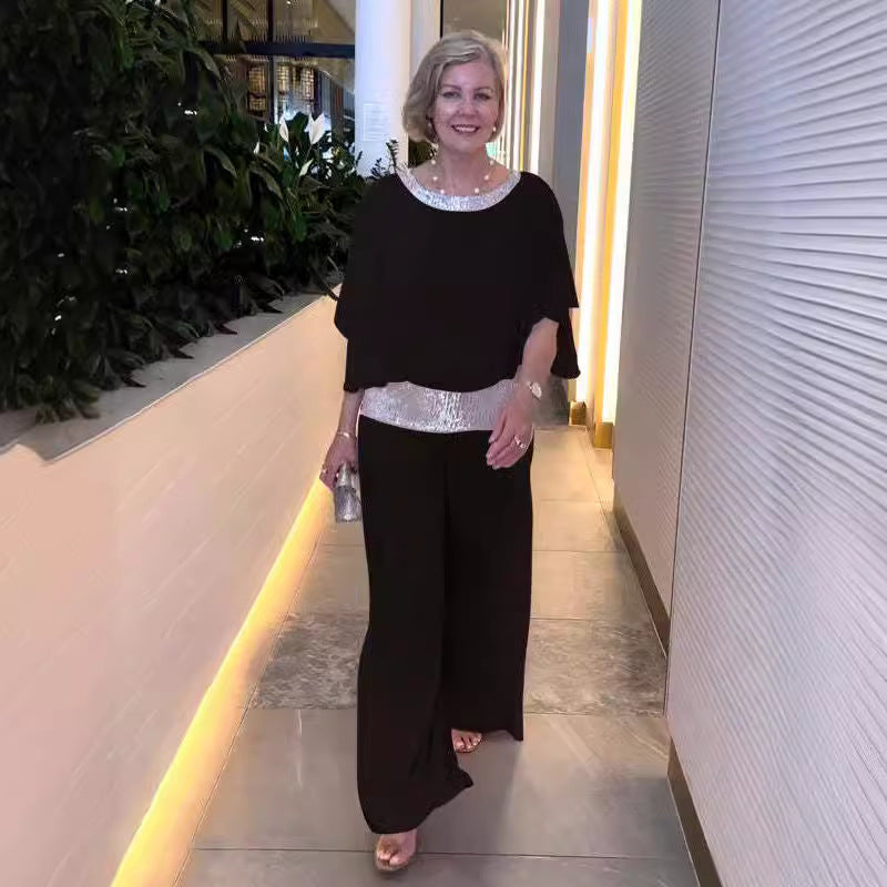Damen elegante Jumpsuit mit schimmerndem Taillenbund WW