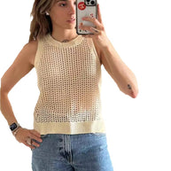 Damen Strickoberteil mit raffiniertem Lochmuster WW