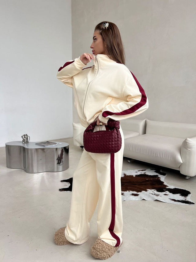 Damen sportlicher Fleece-Hoodie und lässige Hose Set WW