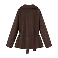 Damen elegante weiche Jacke im Stil eines Blazers mit Taillengürtel WW