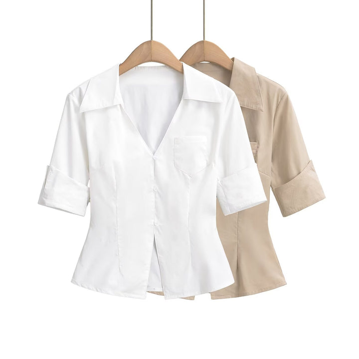 Damen Bluse mit klassischem Revers und zeitlosem Schnitt W&W Mode