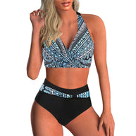 WW - Azurblaues Ethno-Bikini-Set