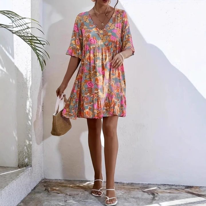 Damen Freizeitkleid mit floralem Muster und voluminösem Schnitt W&W Mode
