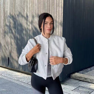 Damen Sportliche Oversize-Jacke mit Reißverschluss und voluminösen Ärmeln WW