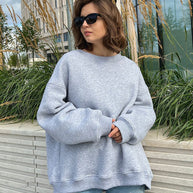 Damen Oversized Sweatshirt mit dropped Shoulder und weichem Fleece-Waren WW