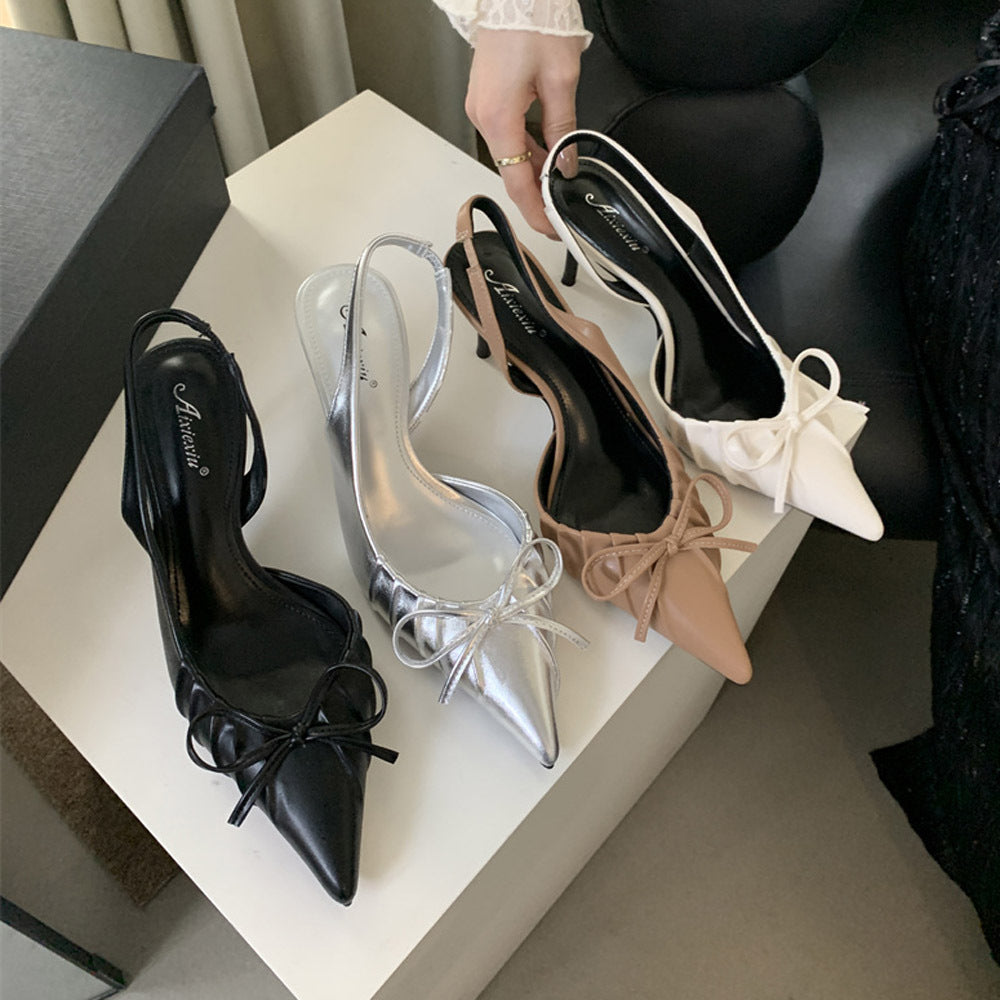 Damen Slingback Pumps mit eleganten Schleifen und spitzem Zehen WW