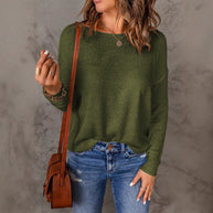 Damen lässiges Strickoberteil mit lockerer Passform und feinem Rippenmuster WW