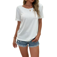 Damen elegante T-Shirt mit lockerer Passform und Plattform-Ärmeln WW