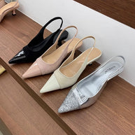 Damen Slingback Pumps mit eleganter Kantenverarbeitung und spitzem Fußbett WW