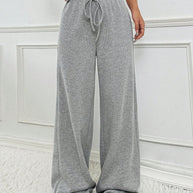 Damen weite Freizeithose mit elastischem Bund und Kordelzug WW