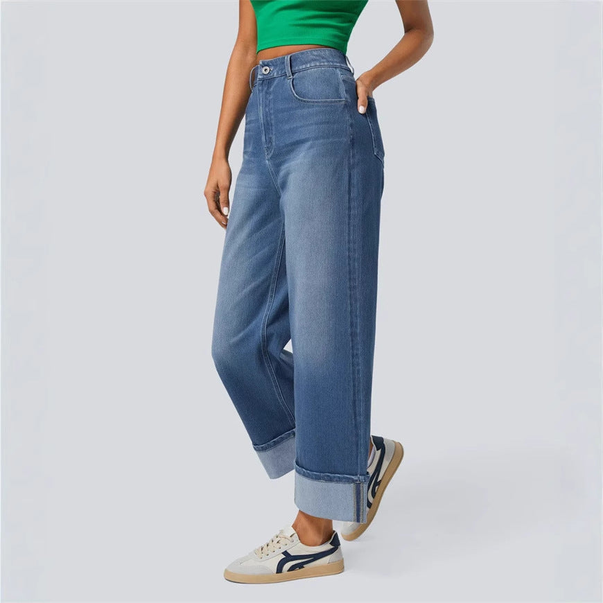Damen Relaxed Fit Wide-Leg Jeans WW