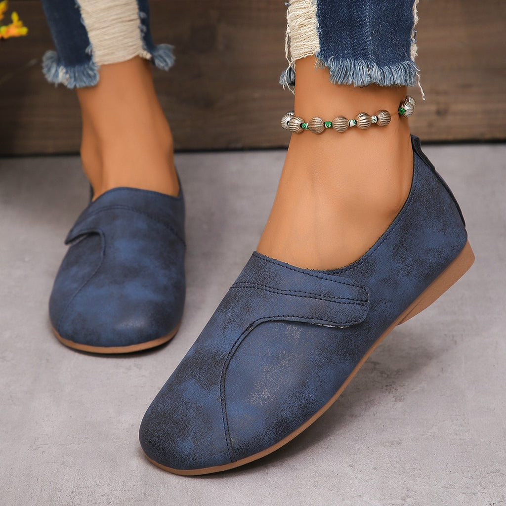 Damen Slip-On Freizeit Slipper mit Klettverschluss WW