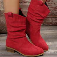 Damen Stiefel im lässigen Wildleder-Look mit elastischem Schaft und bequemem Blockabsatz WW