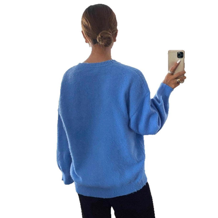 Damen Pullover mit weitem Schnitt aus feinem Strickmaterial WW