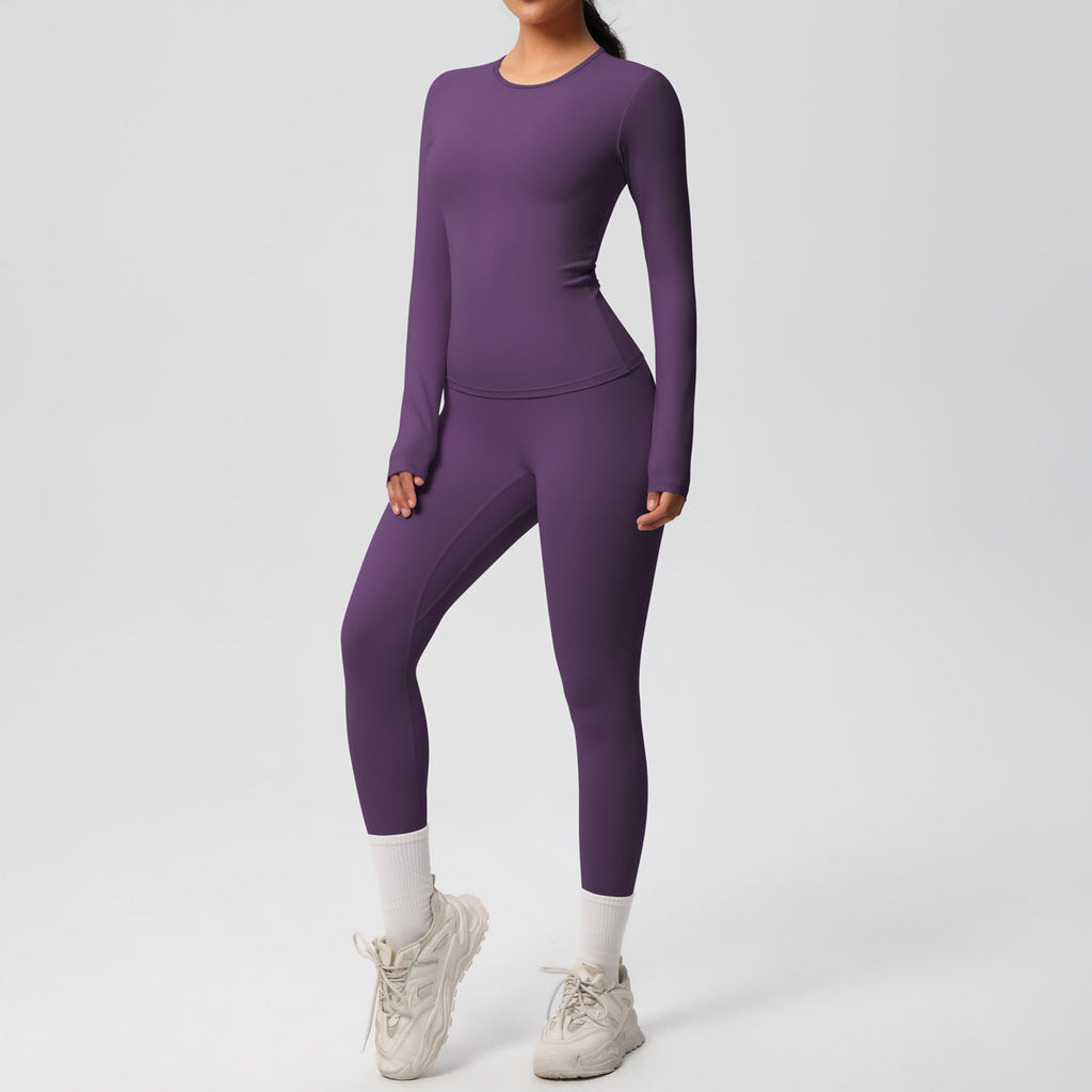 Damen Figurformendes Langarm-Top und Hochbundige Leggings Set WW