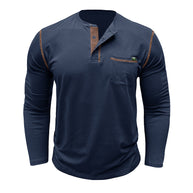 Herren Langarm-T-Shirt mit modernem Kragen und Brusttasche WW