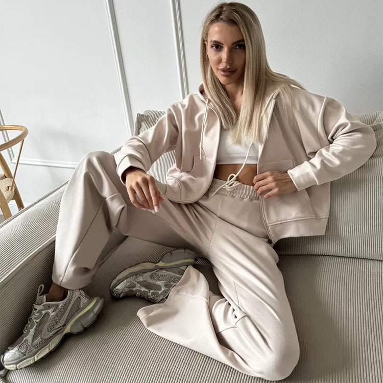 Damen bequemer und eleganter Hoodie mit weiten Hosen WW