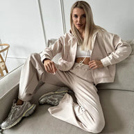 Damen bequemer und eleganter Hoodie mit weiten Hosen WW
