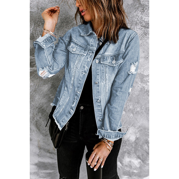 Damen Denim-Jacke mit lässigem Schnitt und funktionalen Taschen WW