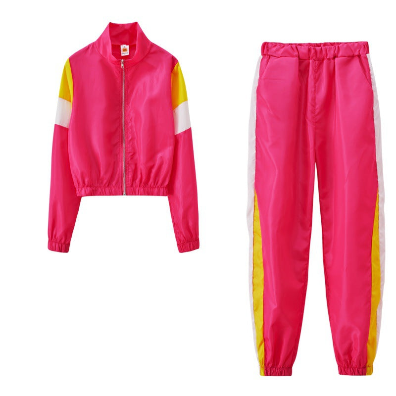 Damen Sportliches Trackset mit colorblock Design und elastischem Bund WW