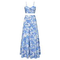 Damen Sommerliches Crop Top und Maxi Rock Set WW