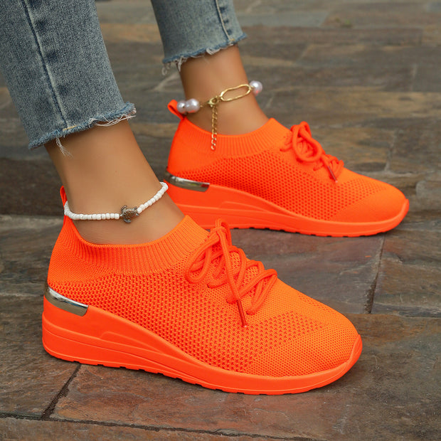 Damen bequeme Sport-Sneaker mit atmungsaktivem Obermaterial und eleganter Plateausohle WW