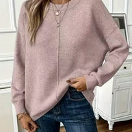 Damen Bequemer und stilvoller Oversized Pullover mit langen Ärmeln WW