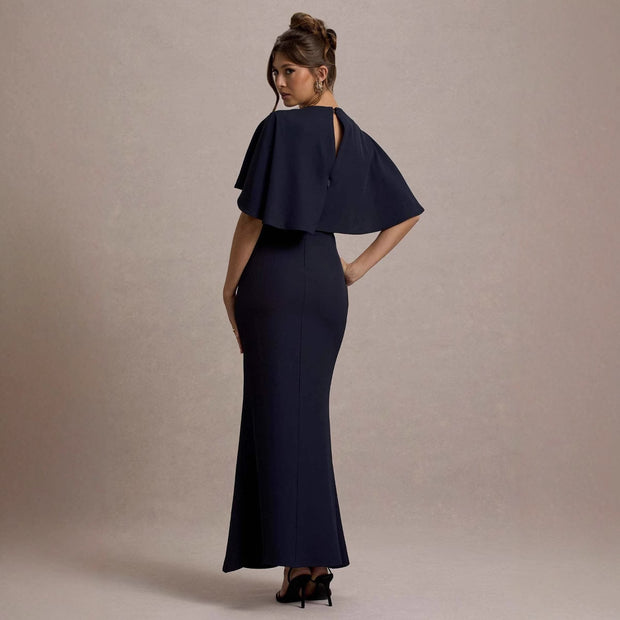 Damen Elegantes Maxikleid mit fließendem Schnitt und dramatischen Ärmeln WW
