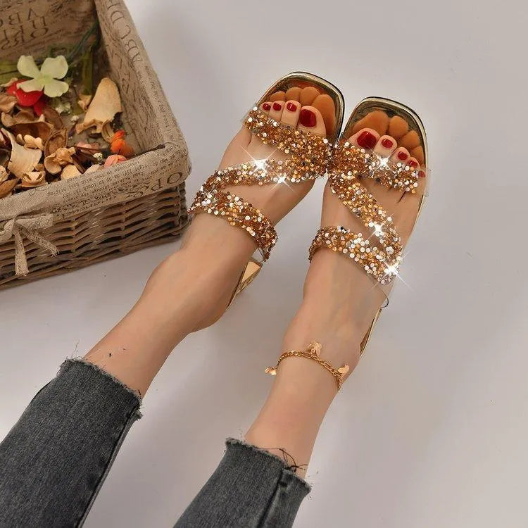 WW | Sandalen mit Absätzen und Pailletten