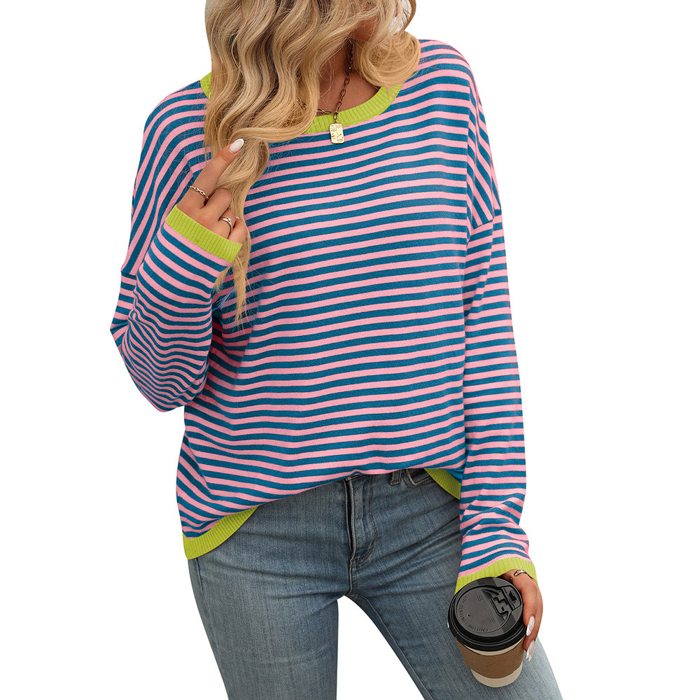 Damen lässiger gestreifter Pullover WW