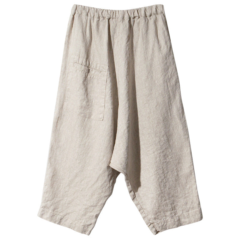 Damen Leinenhose mit weitem Schnitt und elastischem Bund WW
