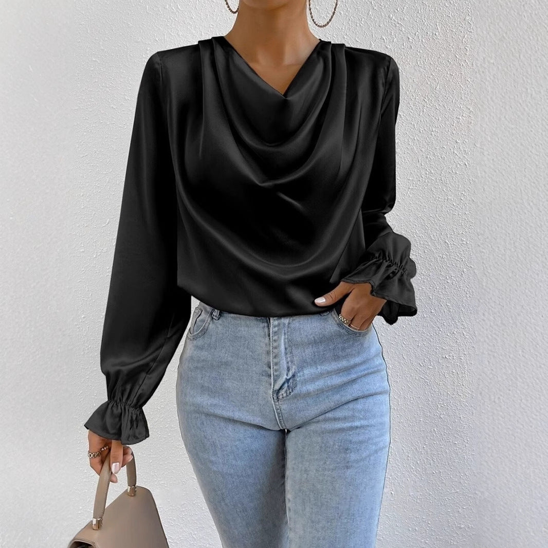 WW | Satin Langarmbluse Top