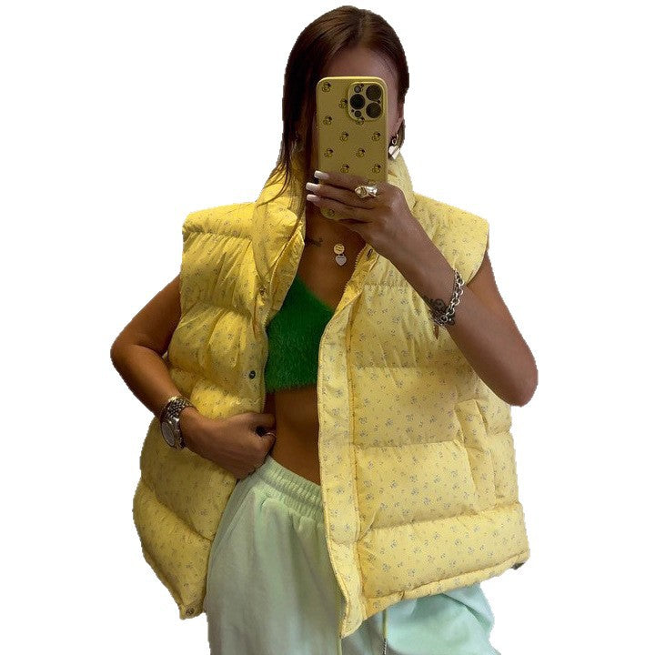 Damen Steppweste mit modischem Kragen und praktischen Taschen WW