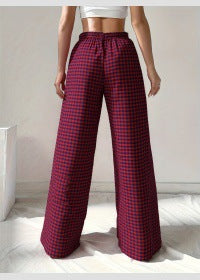 Damen Weite Karohose mit elastischem Bund und schickem Schnitt WW