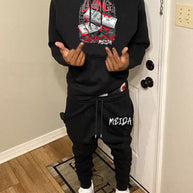 Damen Sportliches Hoodie und Jogginghose Set mit kreativem Druck WW