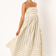 Damen Maxikleid aus gestreiftem Baumwollstoff WW
