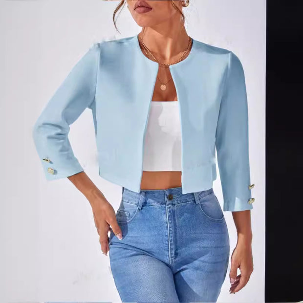 Damen lässige Kurzblazer mit strukturiertem Stoff WW