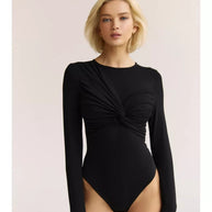 Damen Body mit langen Ärmeln und raffiniertem Knotendetail WW