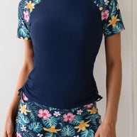 Damen Sportliches Bademoden-Set mit floralem Print und seitlichen Raffungen WW