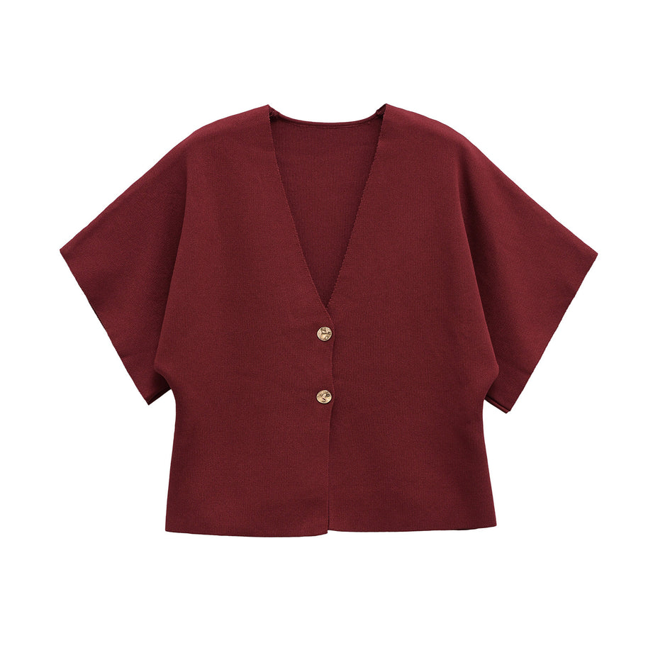 Damen leichte Strickjacke mit elegantem V-Ausschnitt und luxuriösen Knopfdetails WW
