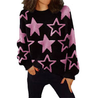 Damen Bequemer Strickpullover mit starigem Muster und lässigem Schnitt WW