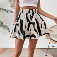 Damen Strandrock mit elastischem Bund und modischem Muster WW