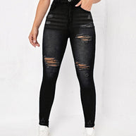 Damen Skinny Jeans im modischen Destroyed-Look mit hohem Taillenbund und komfortablem Stretch WW